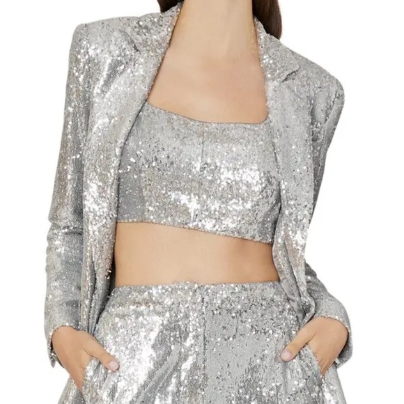 MILLY Alexa Peak Label Sequin Blazer Size 4 NWT $575 - Picture 1 of 16